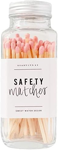 Sweet Water Decor Pink Safety Matches - Glass Jar | Approx. 60 Matches | Wooden Matches | Home Decor | Amazon (US)