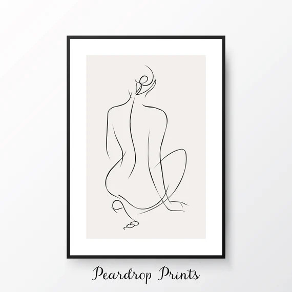 Nude Pencil Drawings  Woman Line Drawing  Abstract Line - Etsy | Etsy (US)