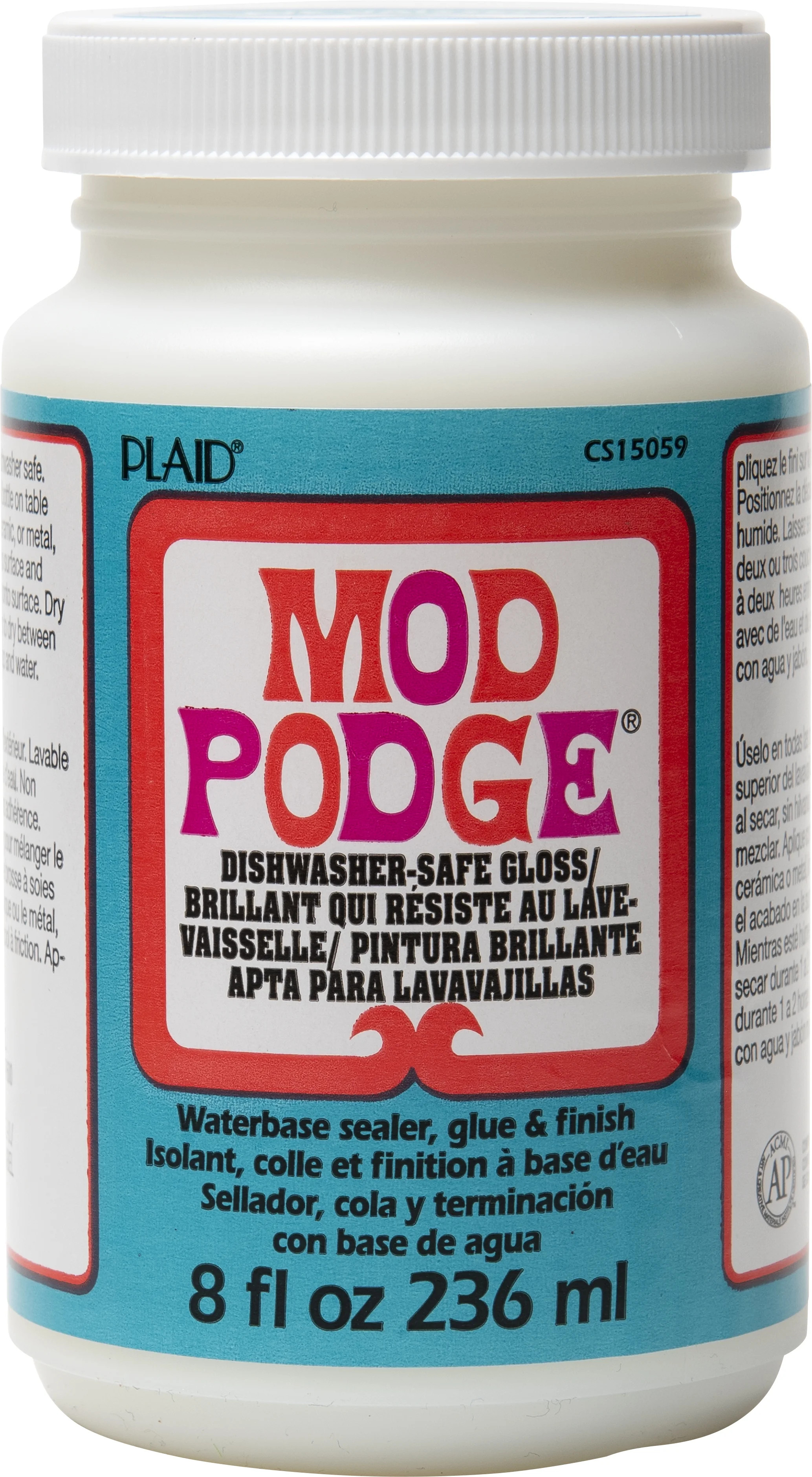 Mod Podge WCS15059 Dishwasher-Safe Gloss Sealer, Glue, and Finish, Gloss Finish, Clear, 8 fl oz | Walmart (US)