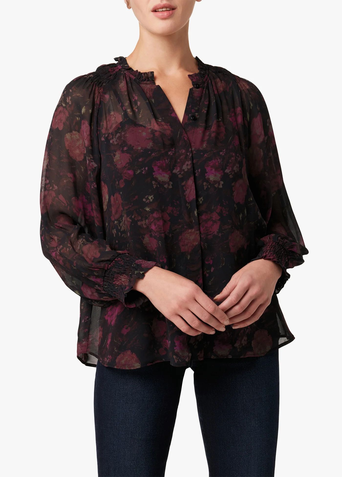 THE ARWEL SHIRRED TEXTURED GEORGETTE BLOUSE | JOES
