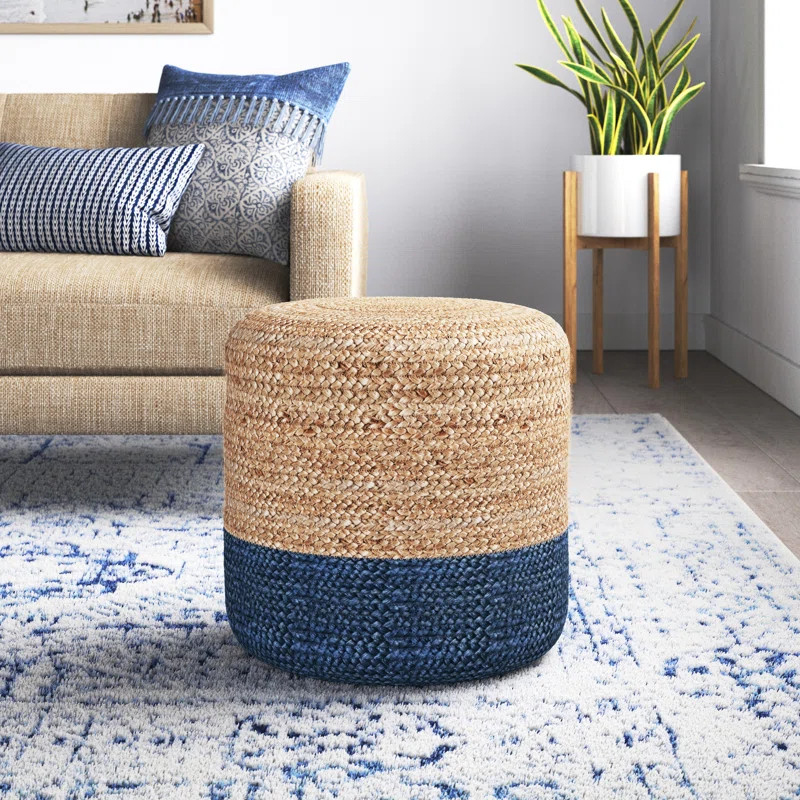 Fabian 18" Wide Round 100% Braided Jute Ombre Pouf Ottoman/Foot Stool by Jaipur Living | Wayfair North America