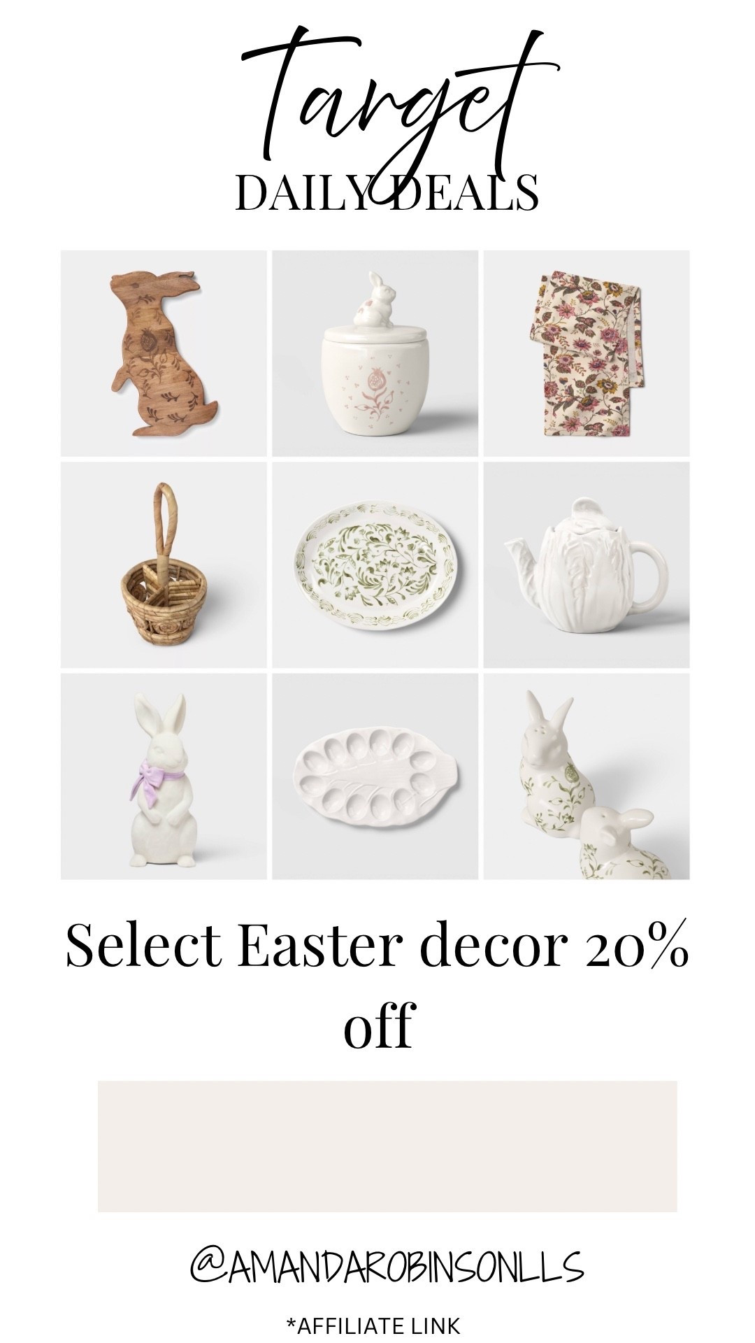 Target daily deals
20% off select Easter decor 

#LTKHome #LTKSaleAlert