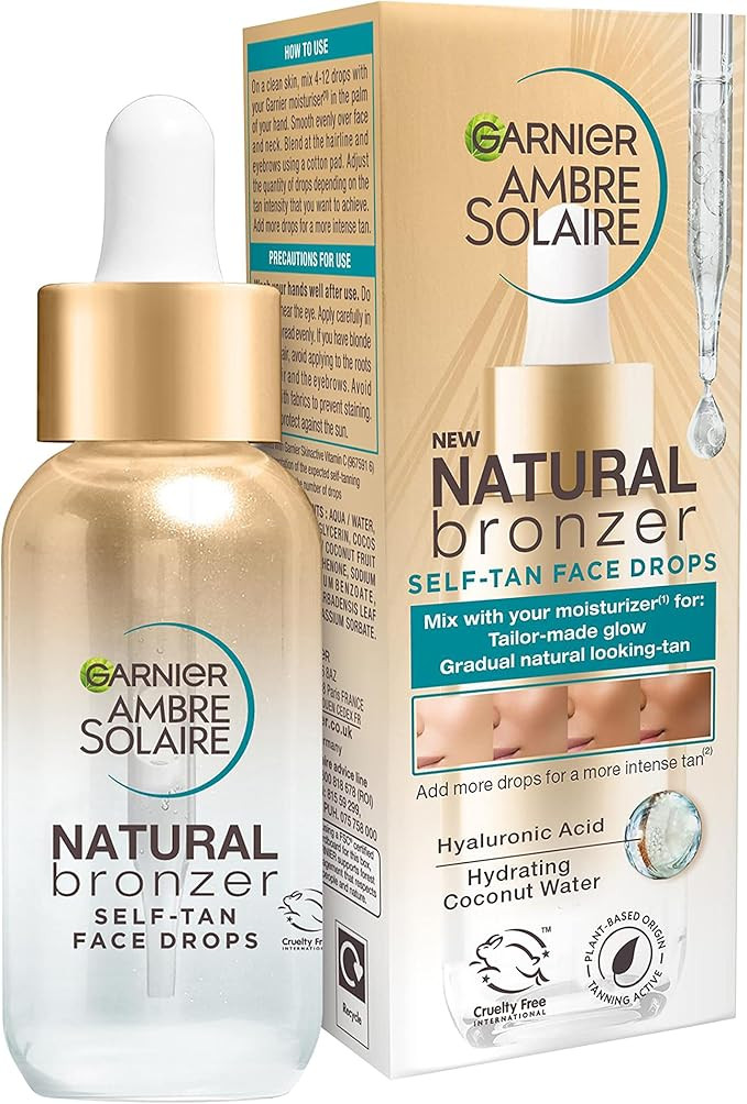 Garnier Ambre Solaire Natural Bronzer, Self Tan Drops for Face, Hyaluronic Acid & Coconut Water, ... | Amazon (UK)