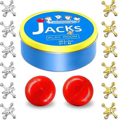 Metal Jacks Game with Ball Set, Classic Jax Game Toy for Kids Adults, Old School Jackstones Games... | Amazon (US)