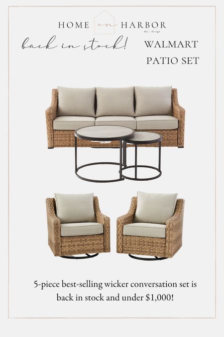 Best selling wicker patio set is in stock and on sale for under $1,000 at Walmart! 

#LTKSeasonal #LTKsalealert #LTKhome