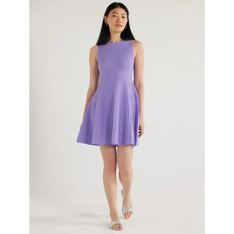 Scoop Women's Striped Mini Sweater Dress, Sizes XS-XXL | Walmart (US)