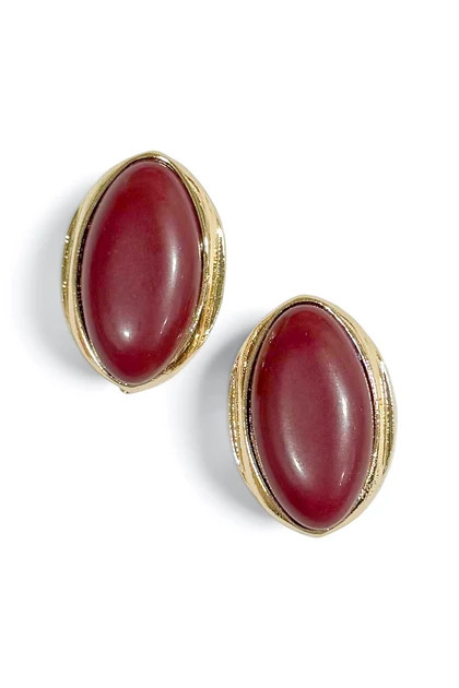 Stay Tune Burgundy Oval Stone Earrings | The Willow Tree