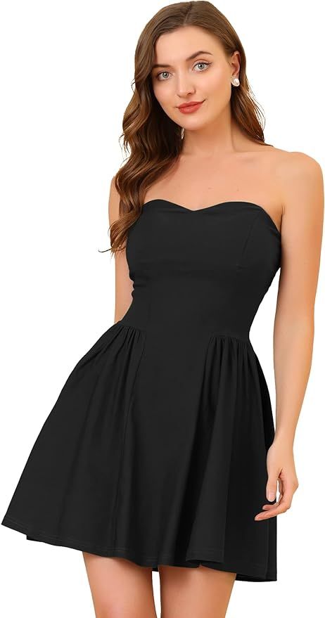 Allegra K Women's Sexy Strapless Party Dress Sweetheart Neck Off Shoulder Sleeveless Mini Dress | Amazon (US)