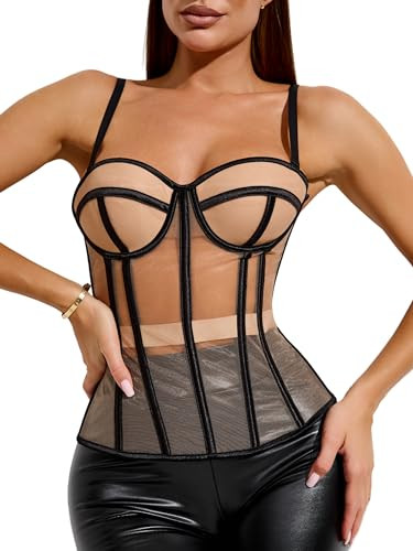 Perfect Corset NYC OVERBUST Mesh Corset Top Lace up with 15 Steel Boned | Amazon (US)