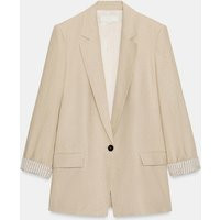 Zara - Blazer With Linen Rolled-Up Sleeves - Light Beige - L - Woman | Zara UK