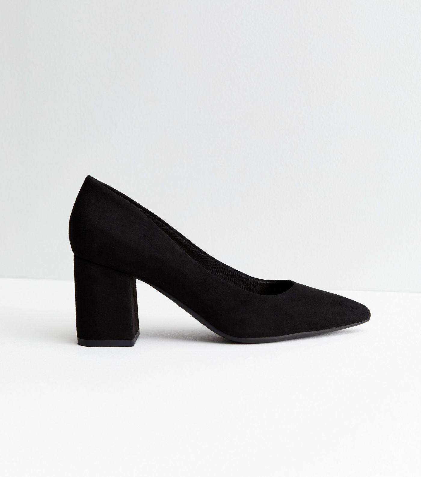Black Suedette Block Heel Court Shoes | New Look | New Look (UK)