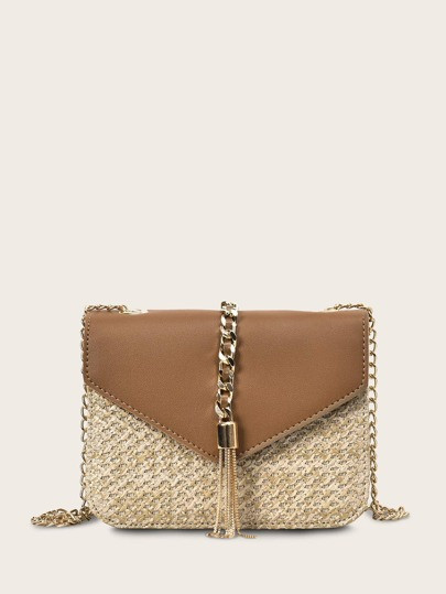 Tassel Decor Braided Crossbody Bag | SHEIN