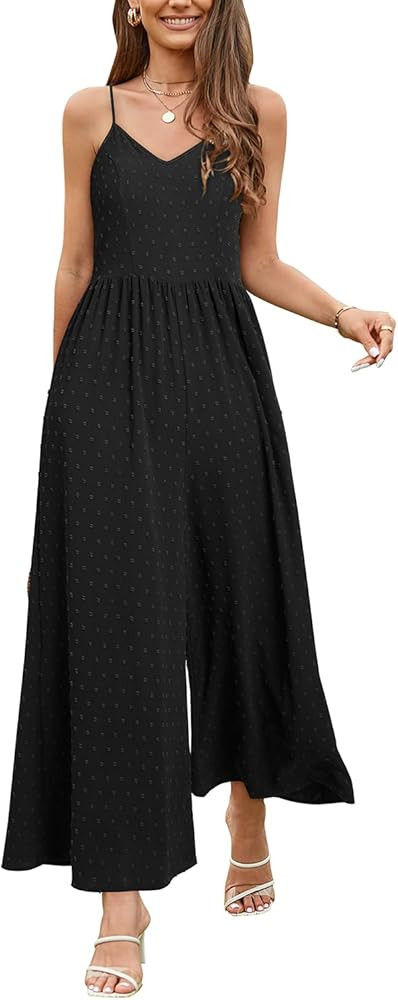 LAISHEN Wide Leg Jumpsuits for Women Casual Summer Floral Adjustable Spaghetti Strap Smocked Long... | Amazon (CA)