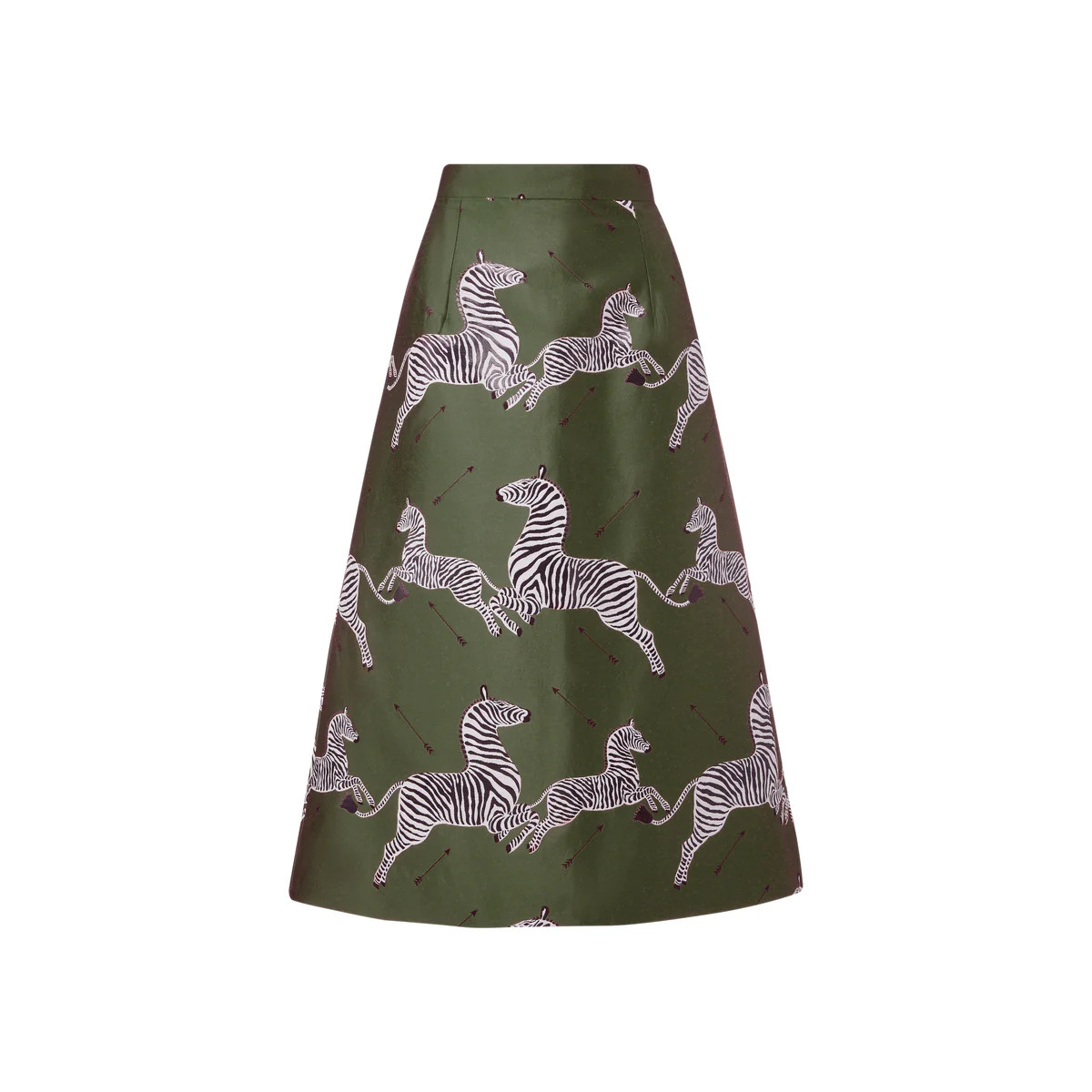 mae x scalamandre hallie skirt in olive jumping zebras | MAE New York