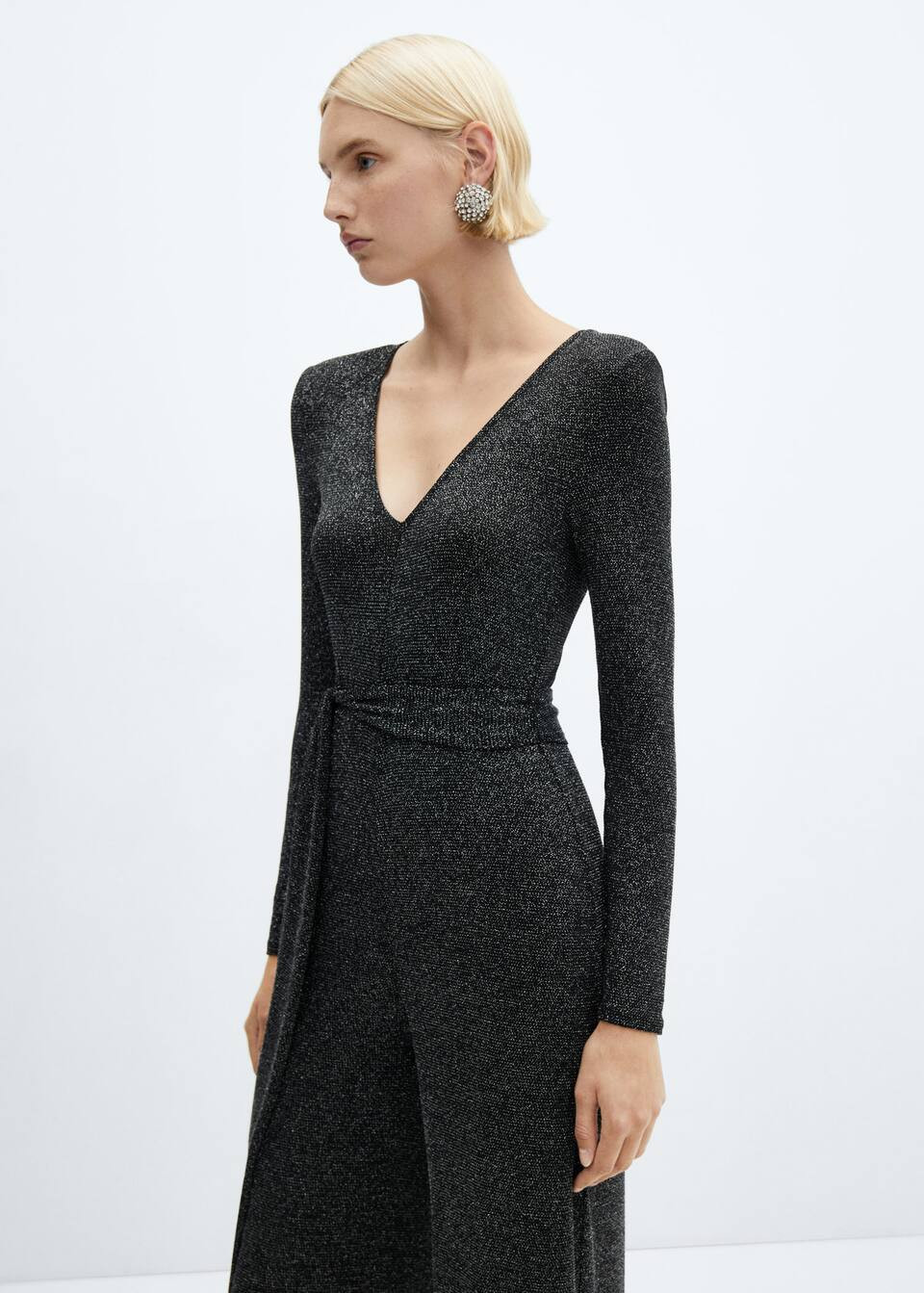 Combinaison lurex ceinture -  Femme | Mango France | MANGO (FR)