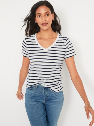 EveryWear Striped Slub-Knit V-Neck T-Shirt for Women | Old Navy (US)