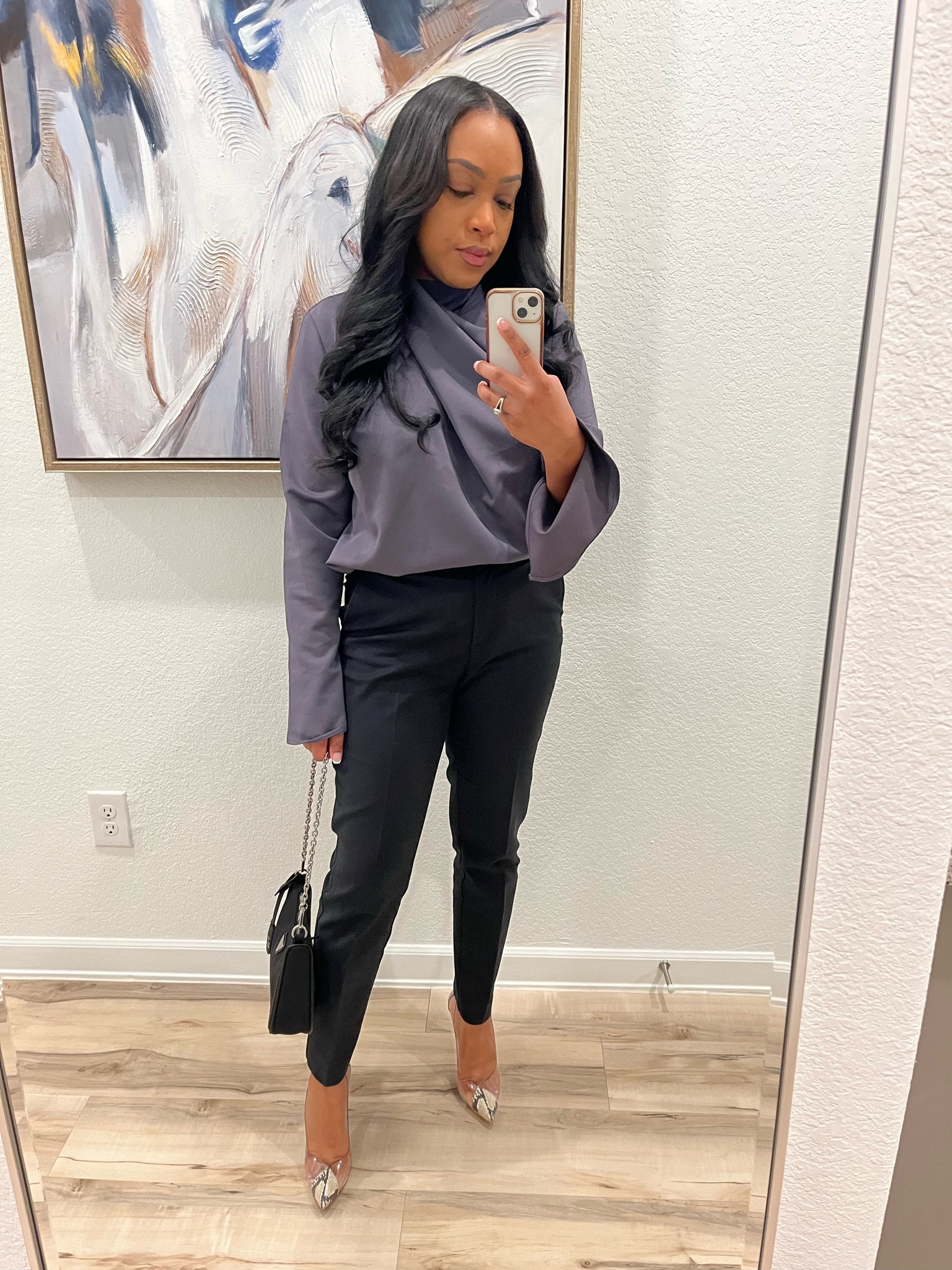 Workwear outfit inspiration 🖤

Top: size small (sold out 😭) 
Pants: size 6
Shoes: size 6.5

#LTKFindsUnder50 #LTKWorkwear #LTKSeasonal