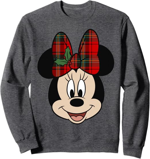 Disney Mickey And Friends Christmas Minnie Mistletoe Bow Sweatshirt | Amazon (US)