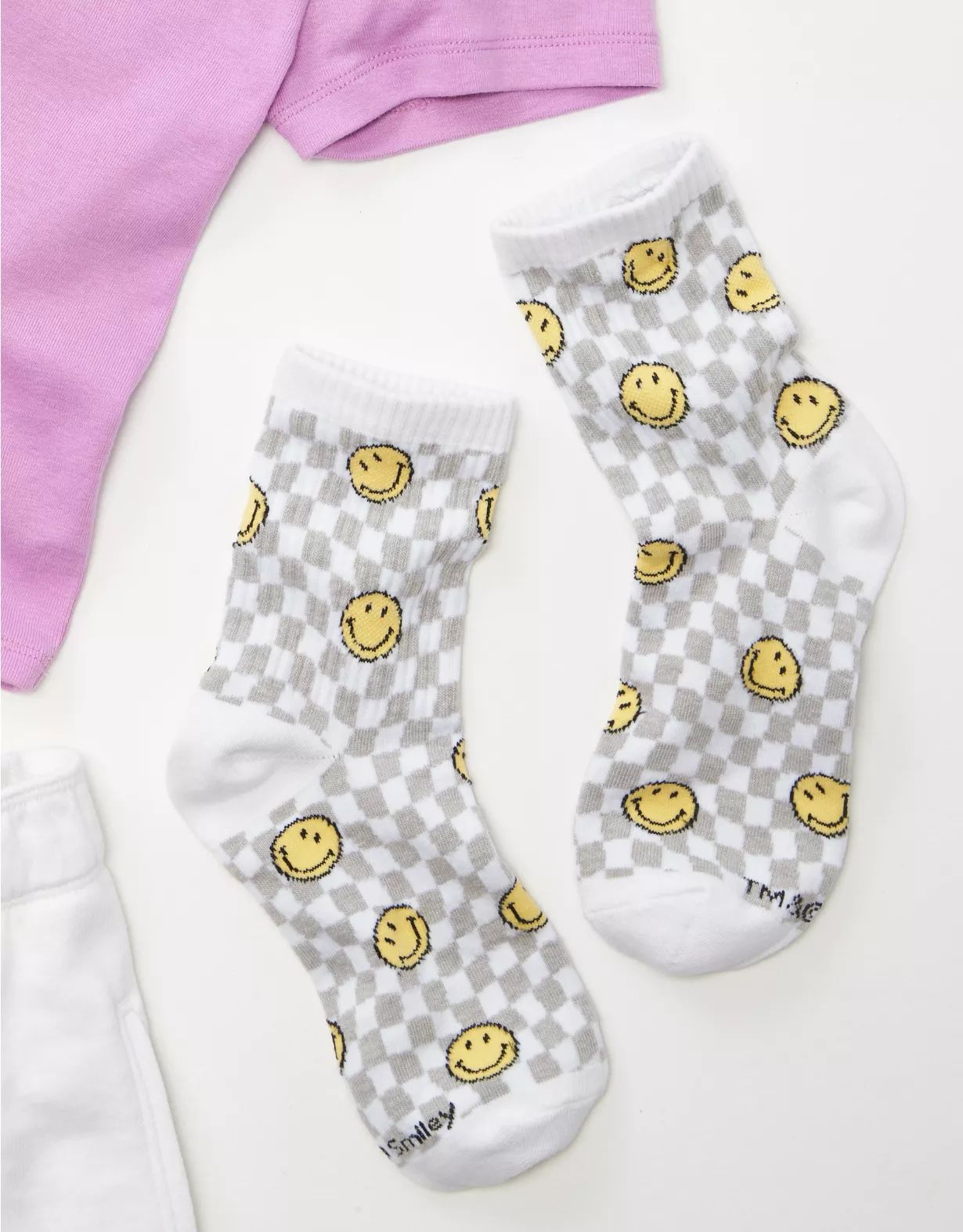 AE Checkered Smiley® '90s Crew Sock | American Eagle Outfitters (US & CA)