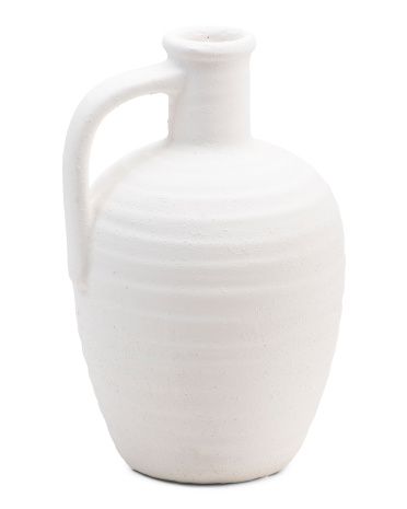11in Textured Ceramic Vase With Handle | Marshalls