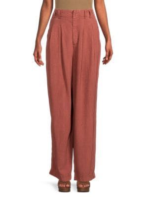 ​Calla Linen Blend Pleated Trousers | Saks Fifth Avenue OFF 5TH (Pmt risk)