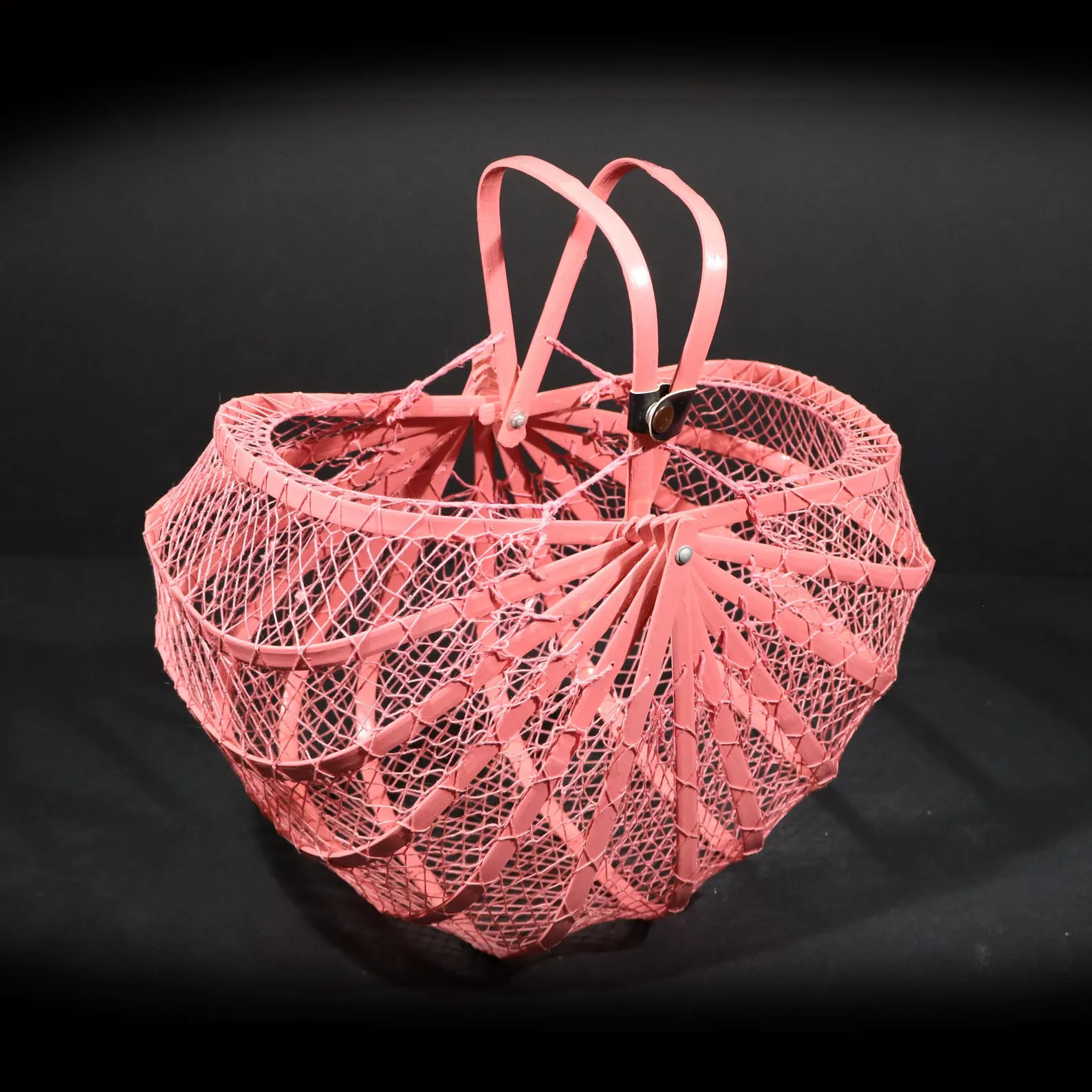 Japanese Collapsible Pink Basket, Vintage Bamboo Handbag, Retro Fashion | Etsy (US)