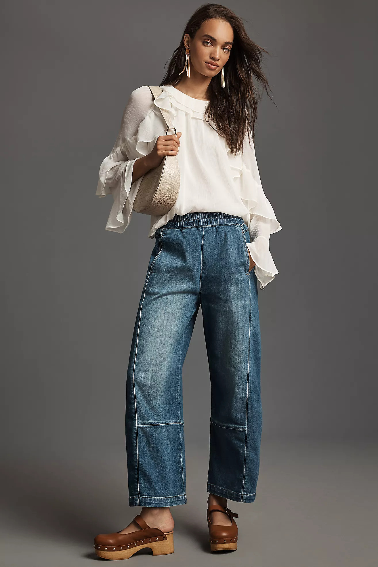 The Izzie Relaxed Pull-On Barrel Jeans by Pilcro | Anthropologie (US)