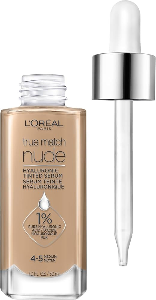 L'Oreal Paris True Match Nude Hyaluronic Tinted Serum Foundation with 1% Hyaluronic acid, Medium ... | Amazon (US)