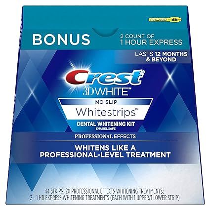 Crest 3D White Professional Effects Whitestrips Whitening Strips Kit, 22 Treatments, 20 Professio... | Amazon (US)