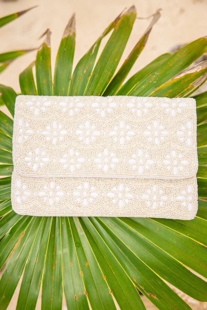Pull It All Together White Beaded Clutch/Purse | The Mint Julep Boutique