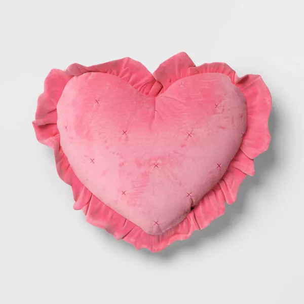 Oversized Heart Velvet Pillow with Faux Shearling Reverse Pink/Ivory - Threshold™ | Target
