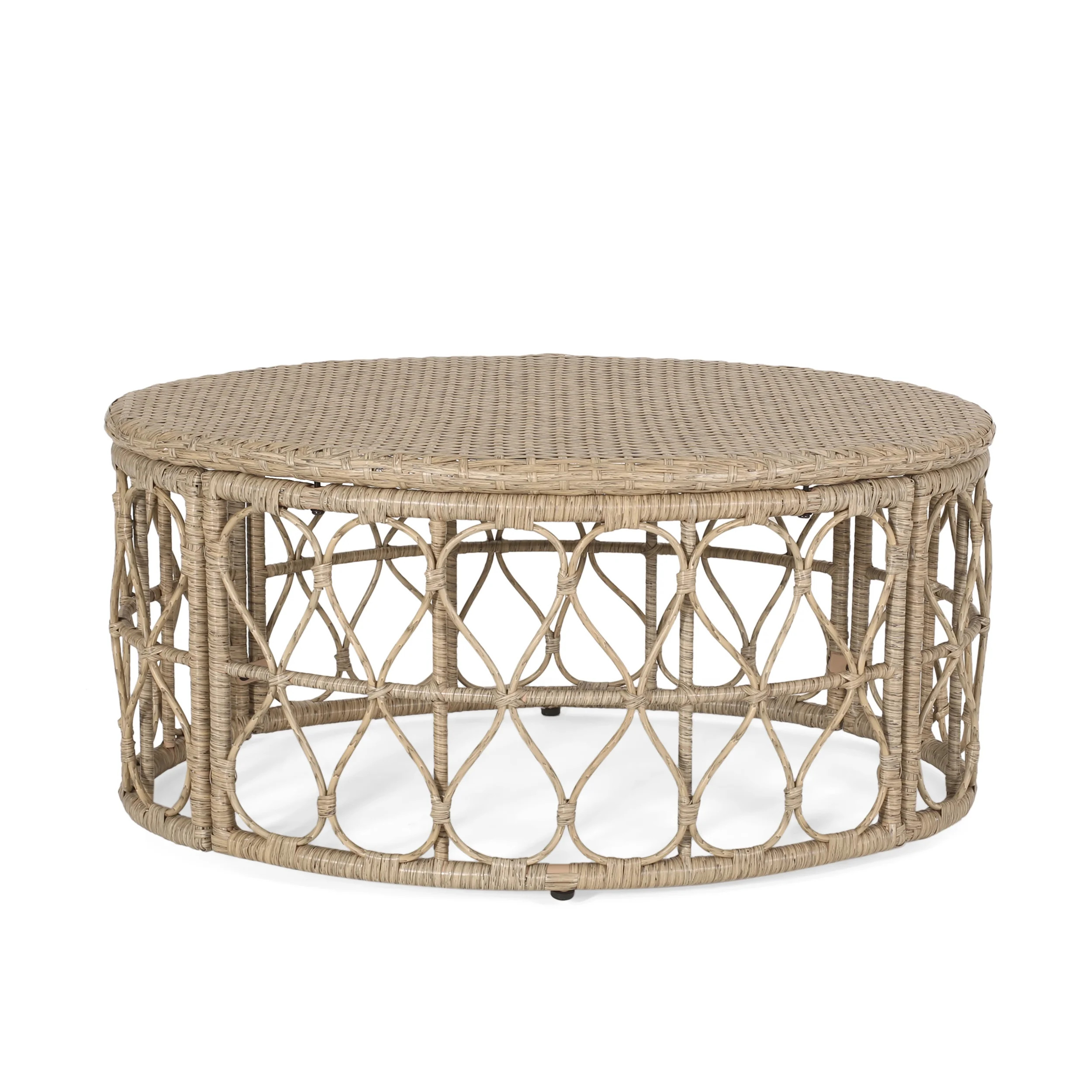 M optimized Outdoor Wicker Coffee Table, Accent Round Side Table with Wicker Weave Top, Patio Rat... | Walmart (US)