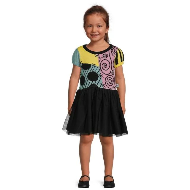 Nightmare Before Christmas Toddler Girl Sweater Top Dress with Mesh Skirt, Sizes, 12M-5T | Walmart (US)