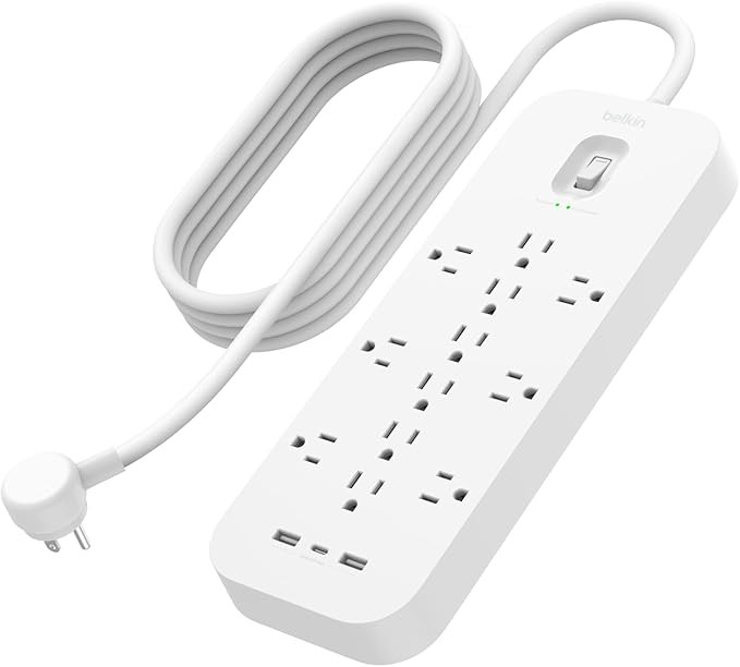 Belkin 12-Outlet Surge Protector Power Strip w/ 12 AC Outlets, 2 USB-A Ports and 1 USB-C Port, 6f... | Amazon (US)