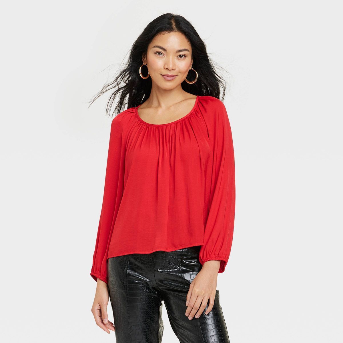 Women's Balloon Long Sleeve Femme Popover Shirt - A New Day™ | Target