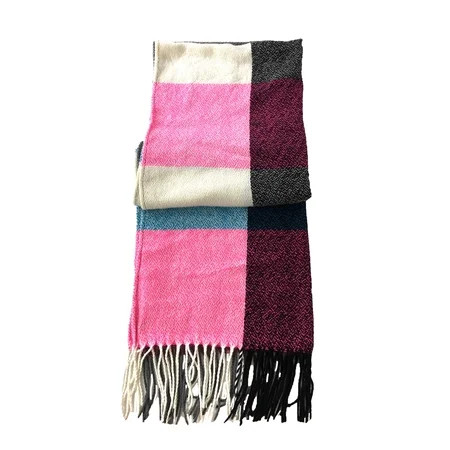 Fashion Culture Color Block Oversized Scarf Shawl Pink Multi | Walmart (US)