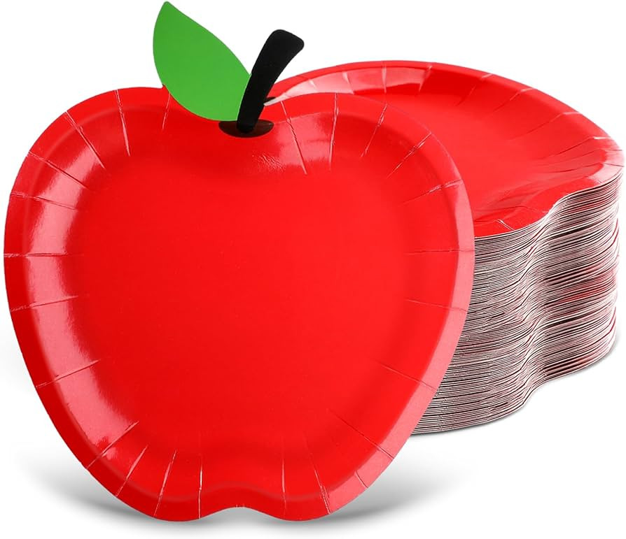 Uiifan 60 Pcs Large Red Apple Disposable Plates Back to School Paper Plates Snow Party Apple Deco... | Amazon (US)