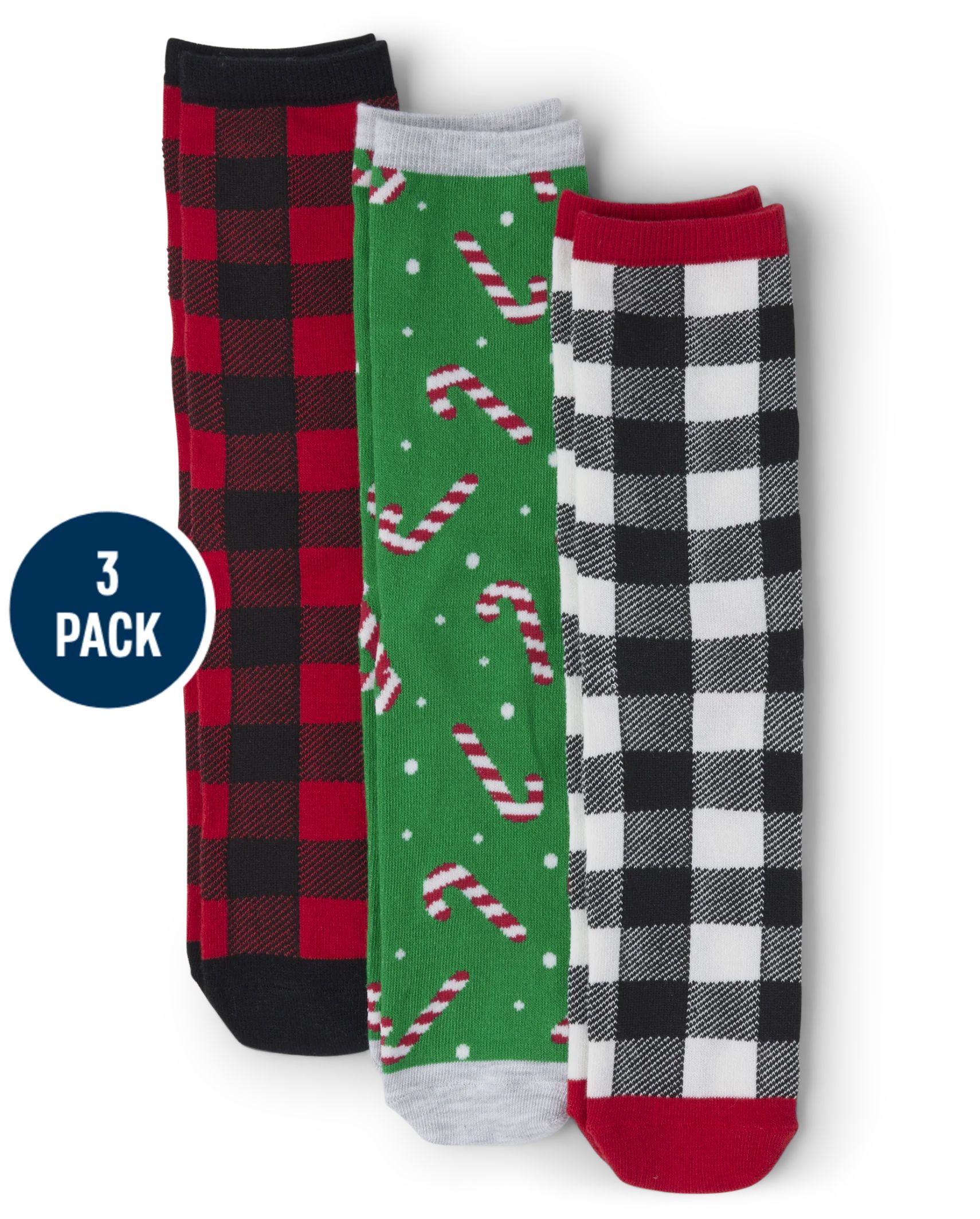 Unisex Adult Matching Family Christmas Buffalo Plaid Crew Socks 3-Pack | The Children's Place  - ... | The Children's Place