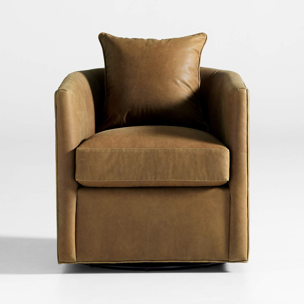 Drew Small Leather Swivel Accent Chair + Reviews | Crate & Barrel | Crate & Barrel
