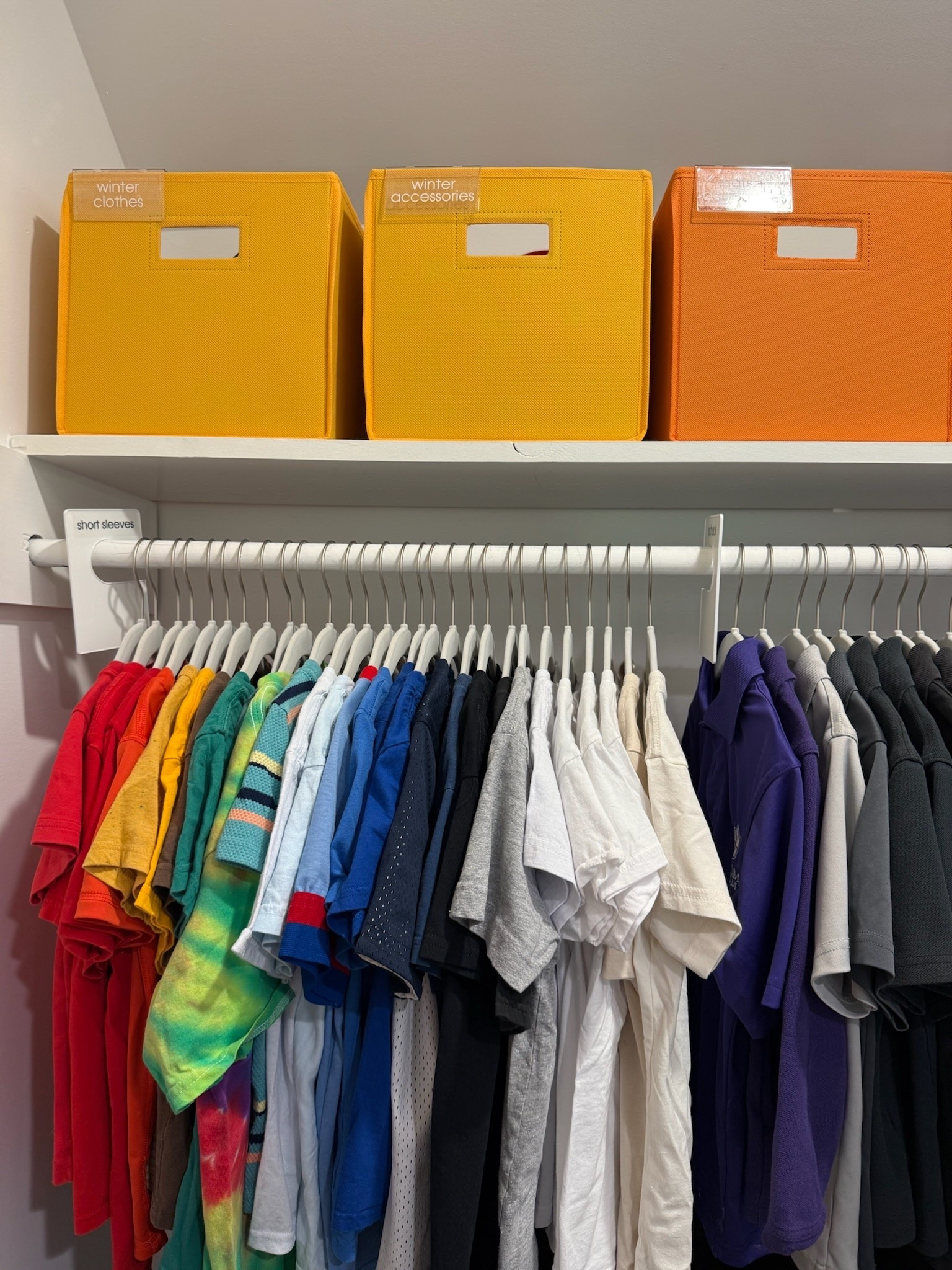 Does your kids closet have a system?

When kids know exactly where their clothes are, getting dressed becomes quicker, easier, and a lot less stressful for everyone. Labels, clothing dividers, and simple organizing systems help create independence while making busy school mornings run so much smoother.