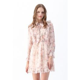 Floral Watercolor Bowknot Ruffle Dress | Chicwish