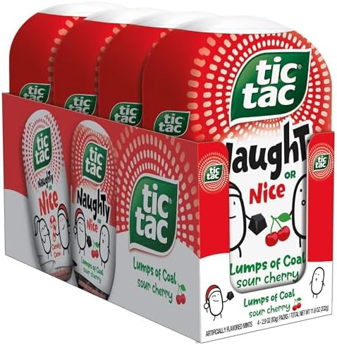 Tic Tac Naughty or Nice Lumps of Coal Sour Cherry Mints, 4 Bottle Packs, On-the-Go Refreshment, S... | Amazon (US)