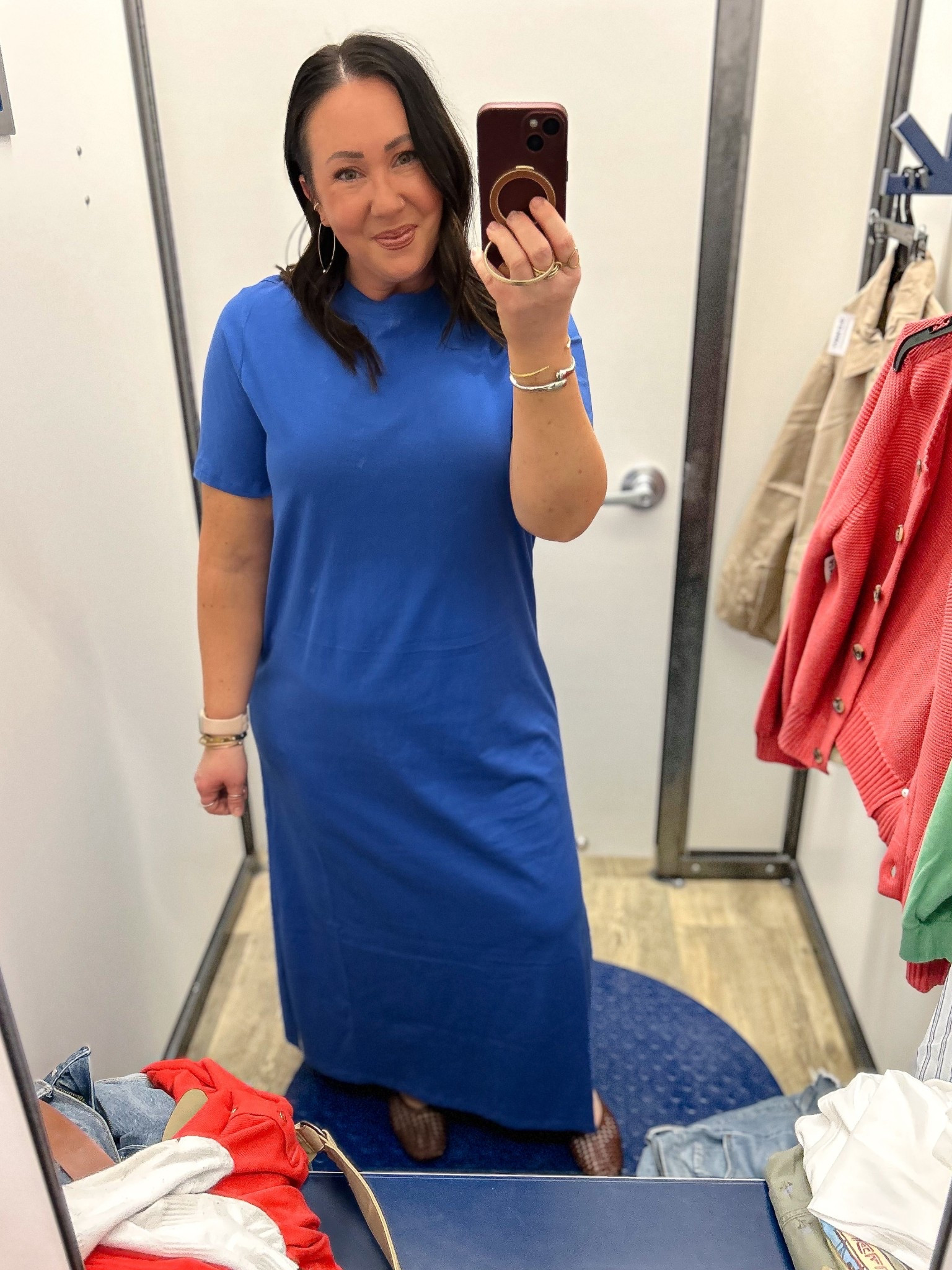 Old Navy new arrivals try-on! 100% cotton maxi t-shirt dress! Love the colors . Wearing a large.  Shorter versions available too. 

#LTKMidsize #LTKSaleAlert #LTKPlusSize