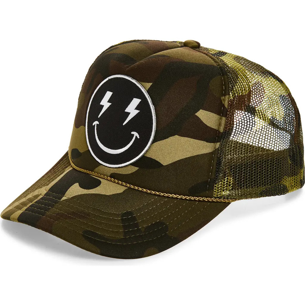 Local Beach Bolt Smiley Face Trucker Hat in Camo at Nordstrom | Nordstrom