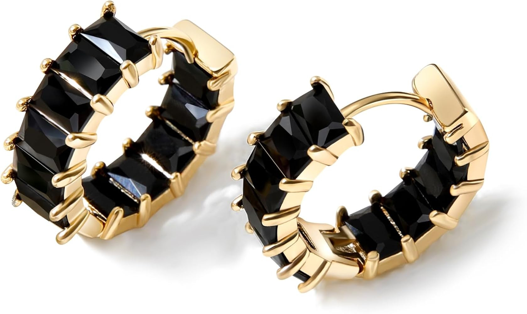 Mesovor Gold Cubic Zirconia Hoop Earrings for Women Trendy, 18K Gold Plated Huggie Hoops Earrings... | Amazon (US)