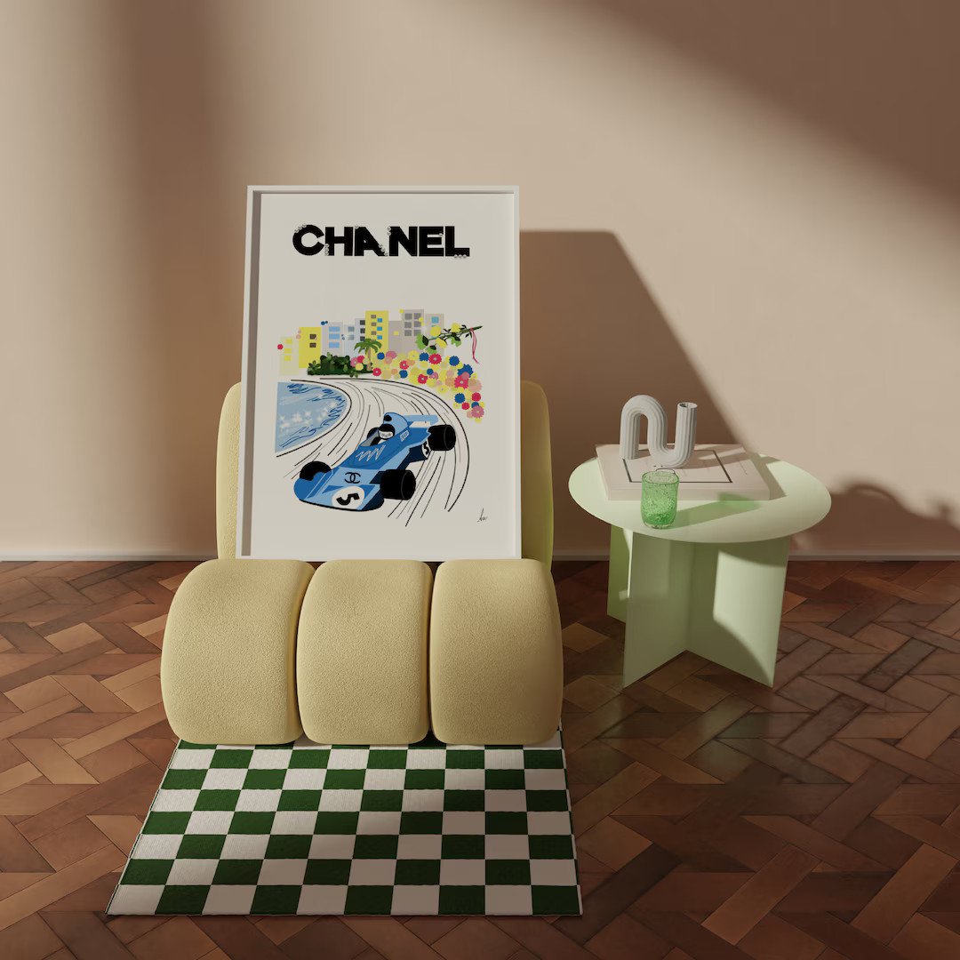 Formula 1 Aesthetic Art Poster, Retro Funky Vintage Aesthetic Wall Art, Abstract Painting, Fashio... | Etsy (US)