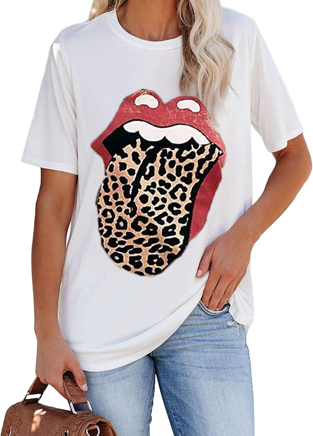 Tiger Printed Short Sleeve Tshirts,Womens Summer Crewneck Graphic Tee Shirt Blouse Tops | Amazon (US)