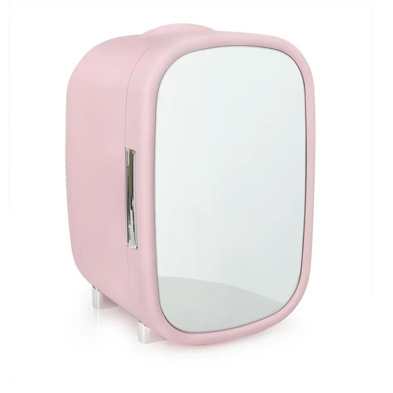 Personal Chiller Cosmetic Mini Fridge with Mirror Door for Vanity, Pink - Walmart.com | Walmart (US)