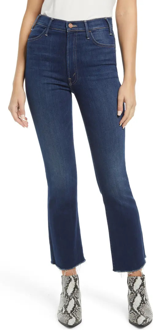 The Hustler Frayed High Waist Ankle Flare Jeans | Nordstrom