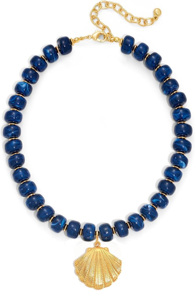 WOWORAMA Summer Beach Necklace for Women Colorful Chunky Beaded Necklaces with Sun Fish Shell Sta... | Amazon (US)